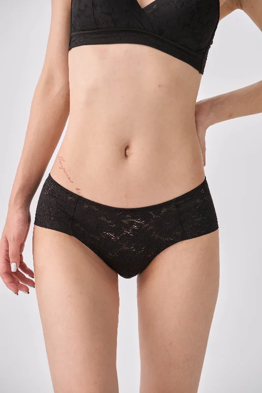 cotton-blend briefs with a built-in bra for added support柔絲・蕾絲極簡三角褲｜黑