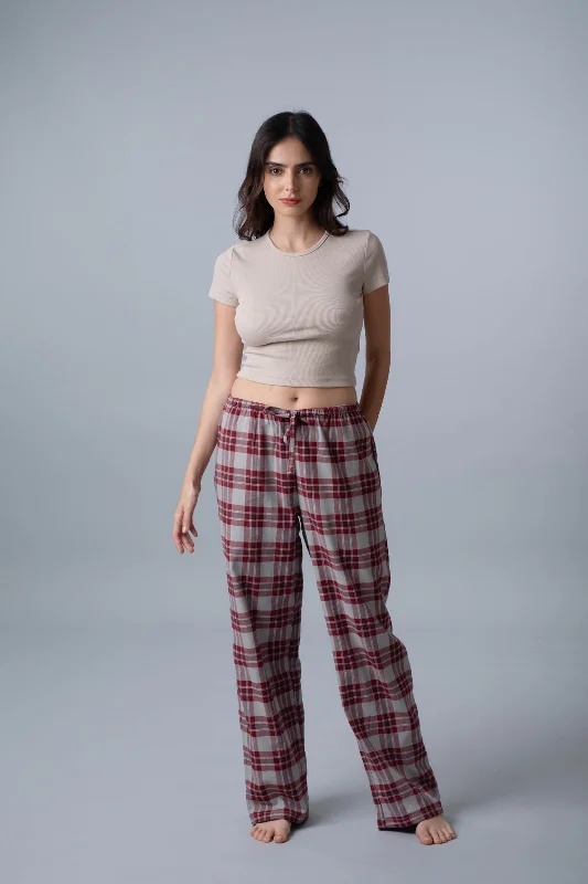 women's pajamas with snap buttonsRuby Plaid Cotton Twill Women's Pajama