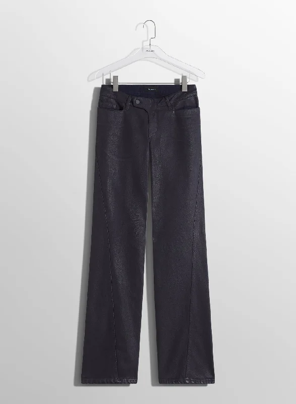 midnight blue waxed straight leg jeans