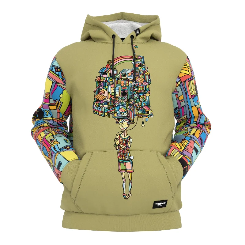 Women's Hooded Sweatshirts with Nylon LiningRainboy Khaki Hoodie