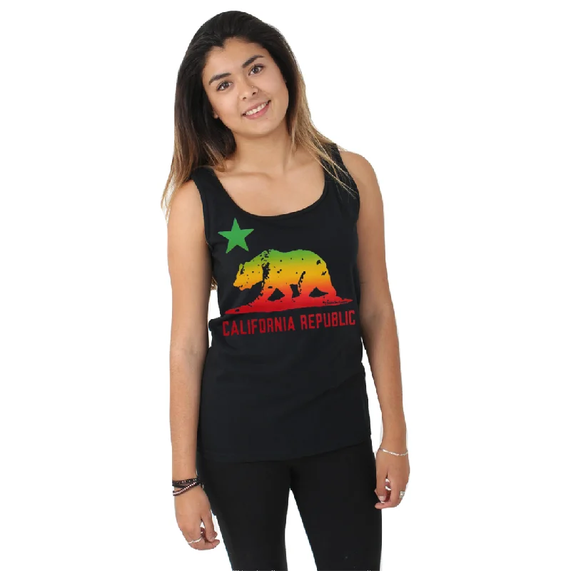 Women's Hooded Sweatshirts with ThumbholesCalifornia Republic Rasta Bear Flag Women's Tank Top