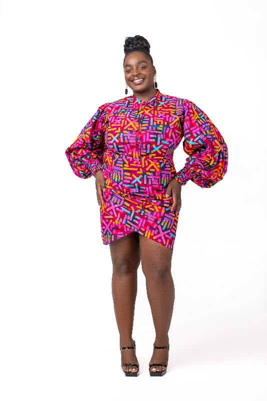 Women's Shirt Collar DressesBetty Ankara Short Mini Dress | Pink African Print