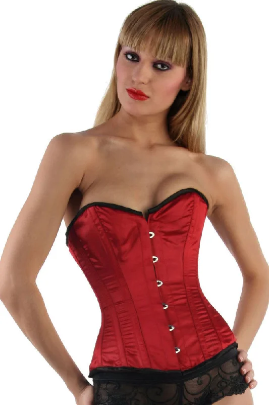 lace-up corset shapewear for waist trainingELEGANT RED SATIN