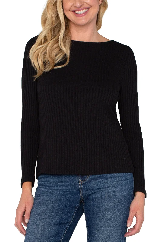 Women's Jodhpurs with Wide CollarLONG SLEEVE BOAT NECK KNIT TOP