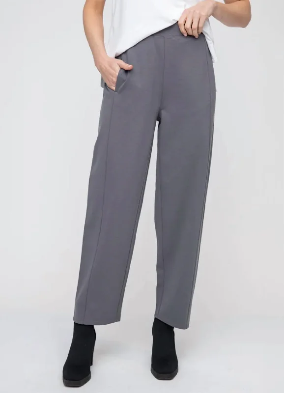 Women's Jodhpurs with Mandarin CollarPull-On Straight Pant In Charcoal