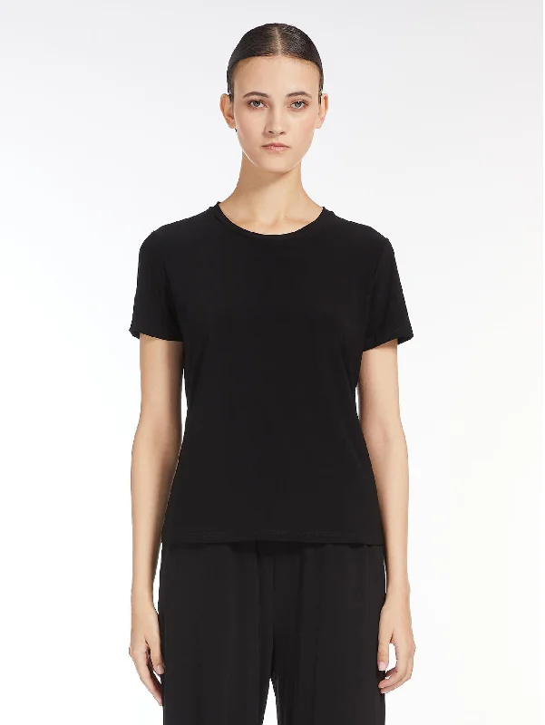 Women's Blouse with Square CollarT-shirt in Jersey Stretch Bugia Nero