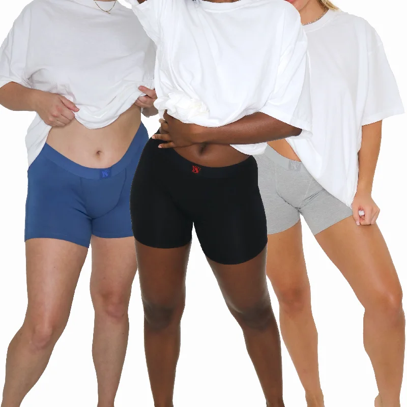 seamless panties with a concealed waistband and moisture-wicking finish for all-day wearNEW Ultimate Everyday Cotton Boxers (With Pad Holder and Pocket) Variety 3 Pack