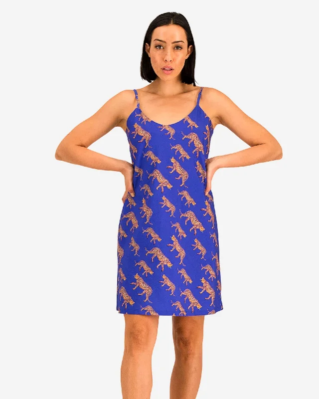 women's pajamas with a fitted designWomen's Chemise Nighty Slip dress - Blue Cheetah