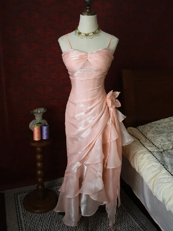 Women's Shawl Collar DressesBlush Pink Party Dress, Formal Evening Gowns     S6878