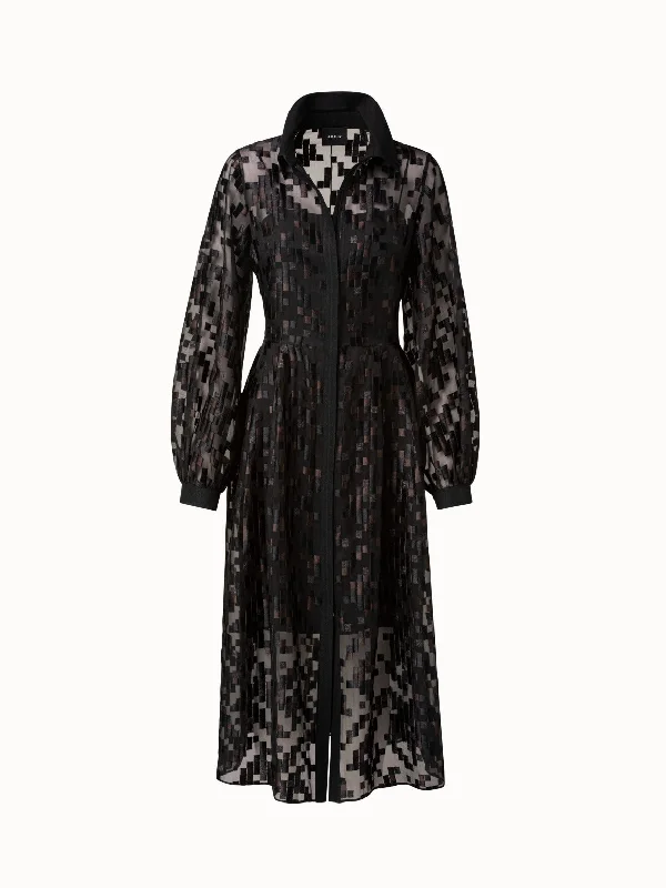 Women's Square Collar DressesTulle Midi Dress with The Order of Things Embroidery