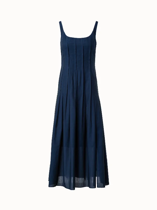 Women's Keyhole-Neck DressesSleeveless Midi Dress in Cotton Voile