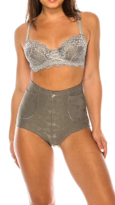 seamless sleepwear underwear for women69006 High Waist Full Coverage Jacquard Brief with Dual Pockets