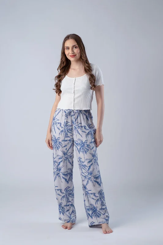 women's pajamas with an adjustable necklinePalm Island Blue Soft Cotton Women's Pajama