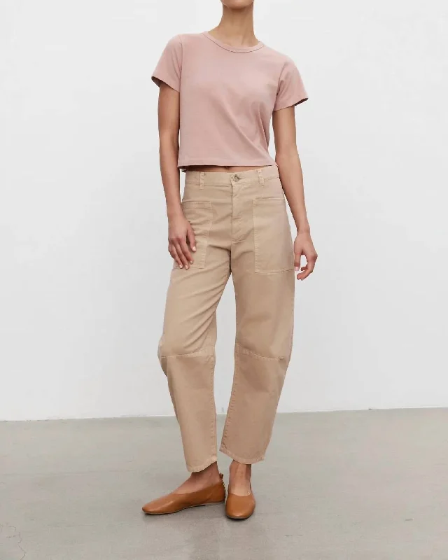 Women's Jodhpurs with Shirt CollarBrylie Sanded Twill Utility Pant In Putty