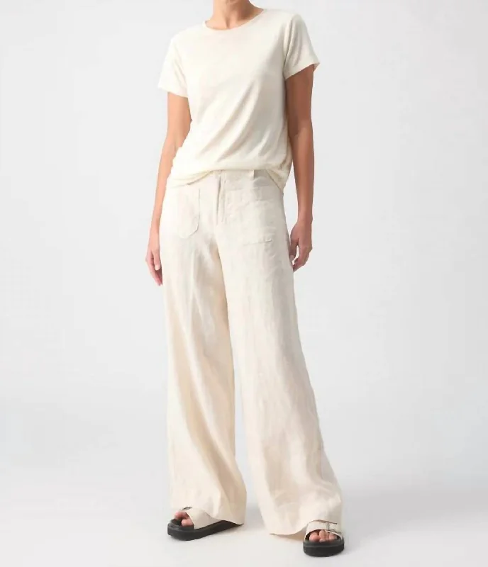 Women's Jodhpurs with Belt LoopsThe Linen Marine Wide Leg Pant In Birch