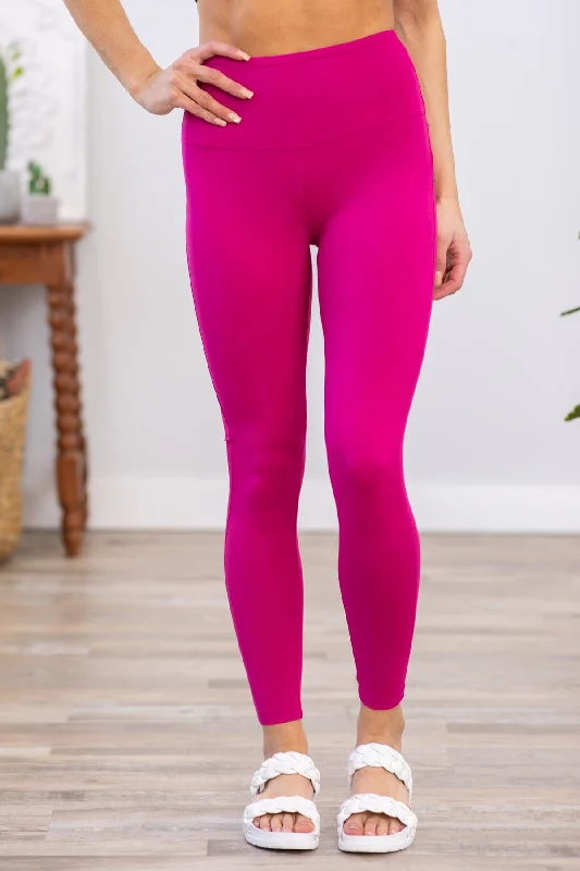 Hot Pink Wide Waistband Leggings