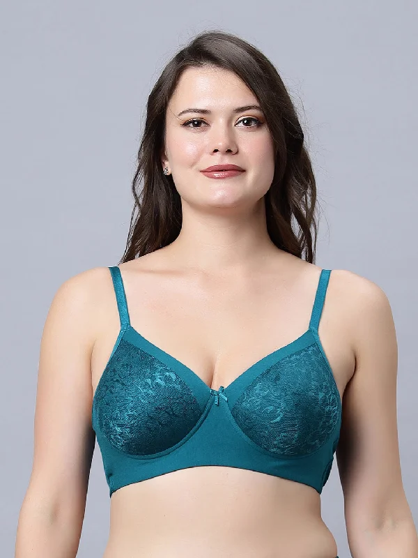 convertible bra for strapless dressesMedium Coverage Padded Lace blue color Bra (Pack of 1)