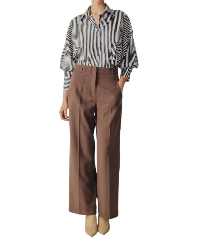 Women's Jodhpurs with Wide CollarGaura Pants In Taupe Melange