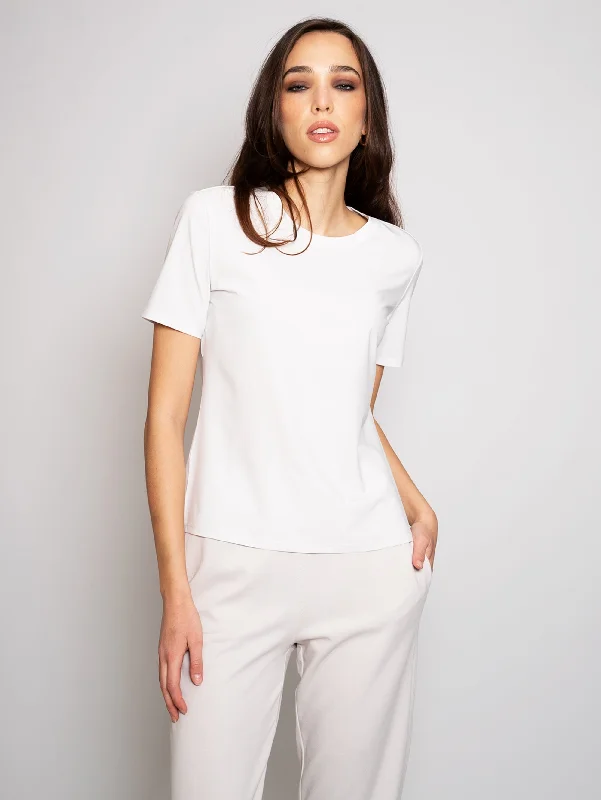 Women's Round-Neck BlouseT-shirt in Tessuto Tecnico Sabbia