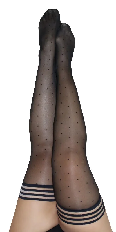 moisture-wicking sports braAlly - Polka Dot Thigh High - Size D - Black