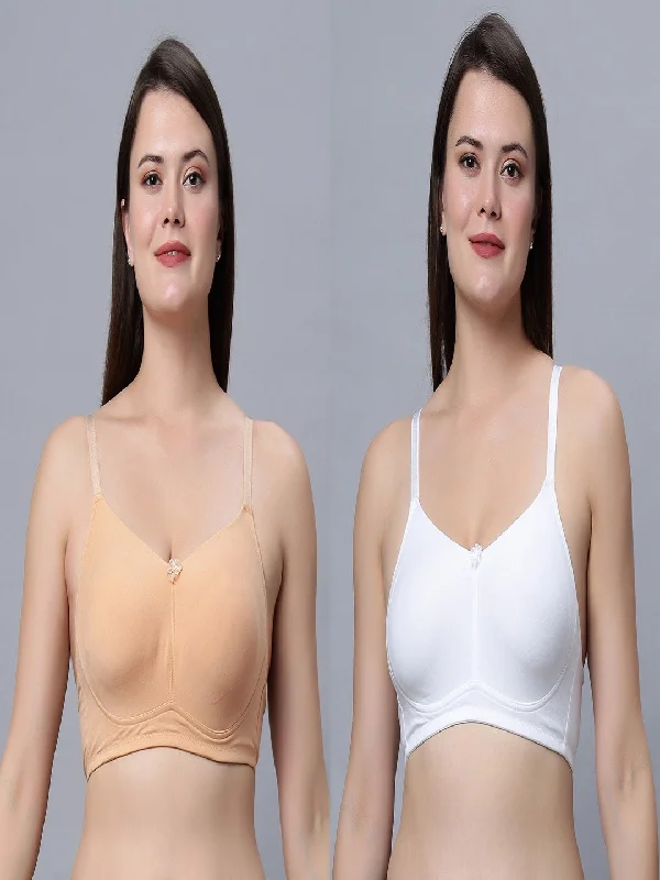 padded bra for small bustsFull Coverage Non-Padded Bra Skin and White Color Bra (Pack of 2)