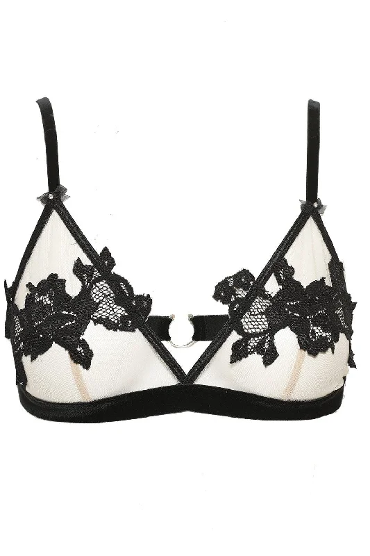 lace appliqué braRAW LACE AND ITALIAN TULLE BRALETTE