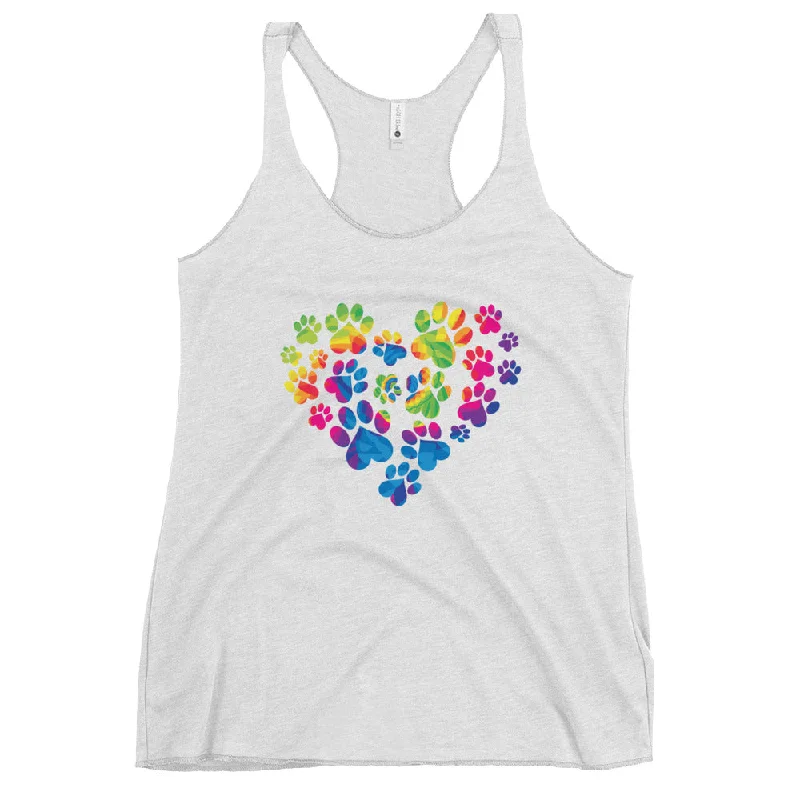 Women's Blouse with Fur TrimAnniversary Paw Print Love Tank