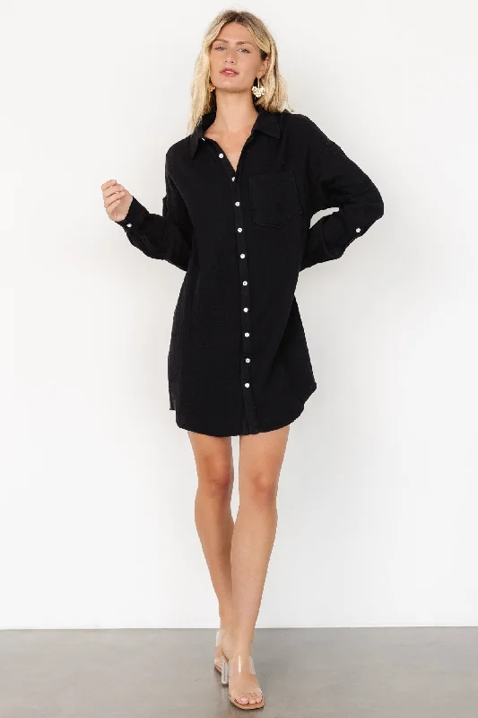 Women's Non-Stretch ShortsAndres Button Shirt Dress | Black