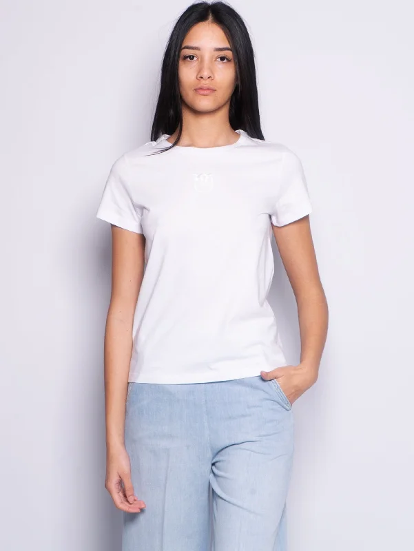 Women's Blouse with Peter Pan CollarT-shirt con Stampa Mini Logo Bianco