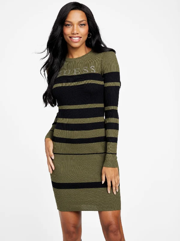 Women's U-Shaped Collar DressesLuna Sweater Striped Dress