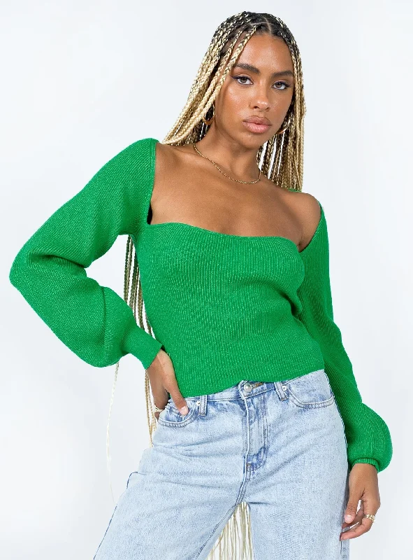 Women's Blouse with RufflesEliza Sweater Green