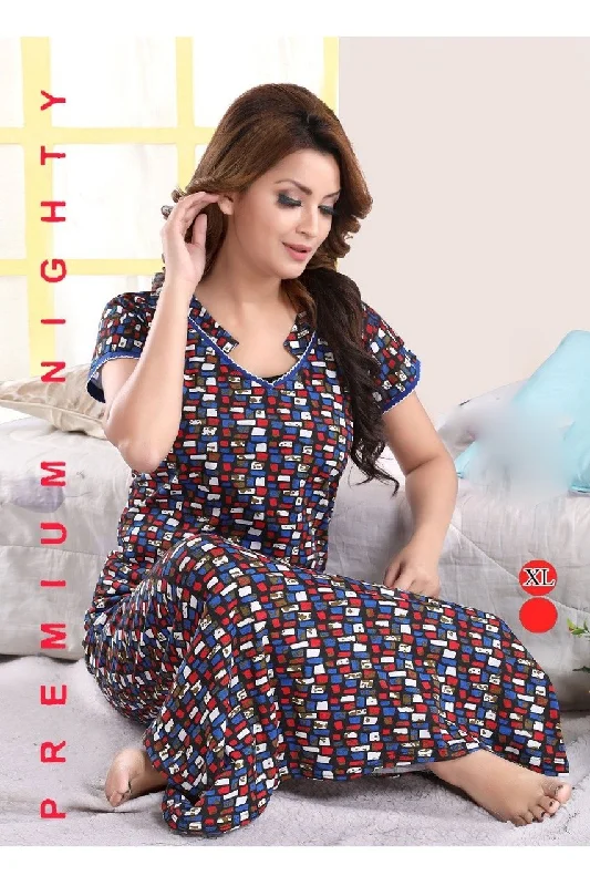 women's pajamas with a fitted designBlack Printed Designer summer nighties for ladies