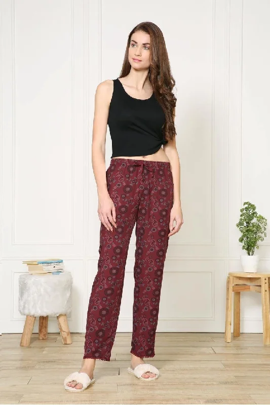 women's pajamas featuring animal printsVan Heusen Printed Women's Pyjama Bottom Maroon Lower