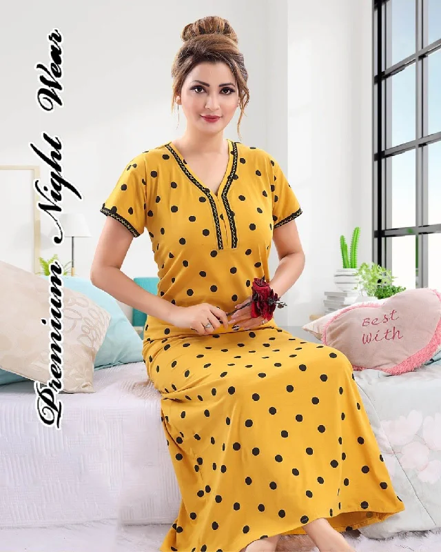 women's pajamas for those who want to feel pampered and lovedCotton Yellow Long Nighty Nightgown for Women