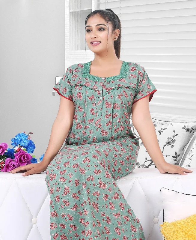 women's pajamas for those who love to dreamPrinted Long Stylish Cotton Nighty for Ladies