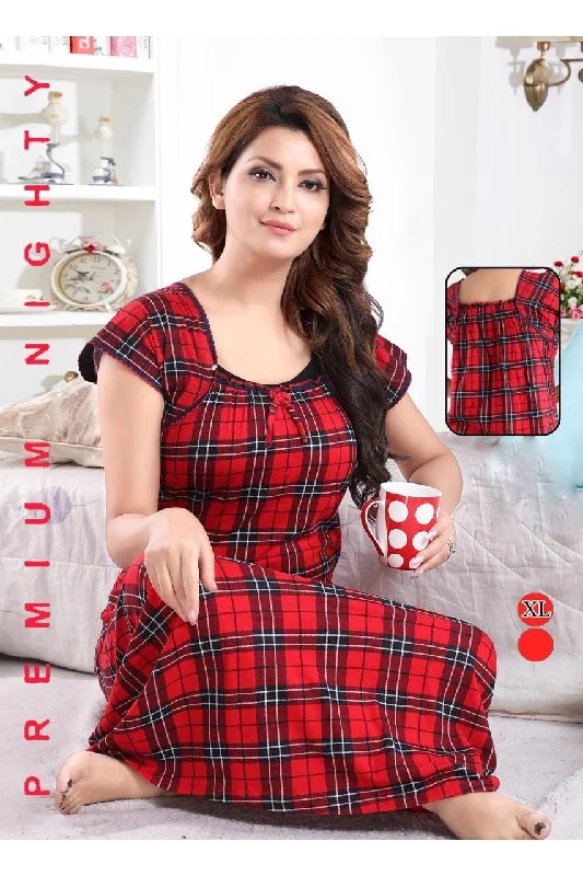 women's pajamas with hidden pocketsPrinted Designer summer nighties for ladies Red