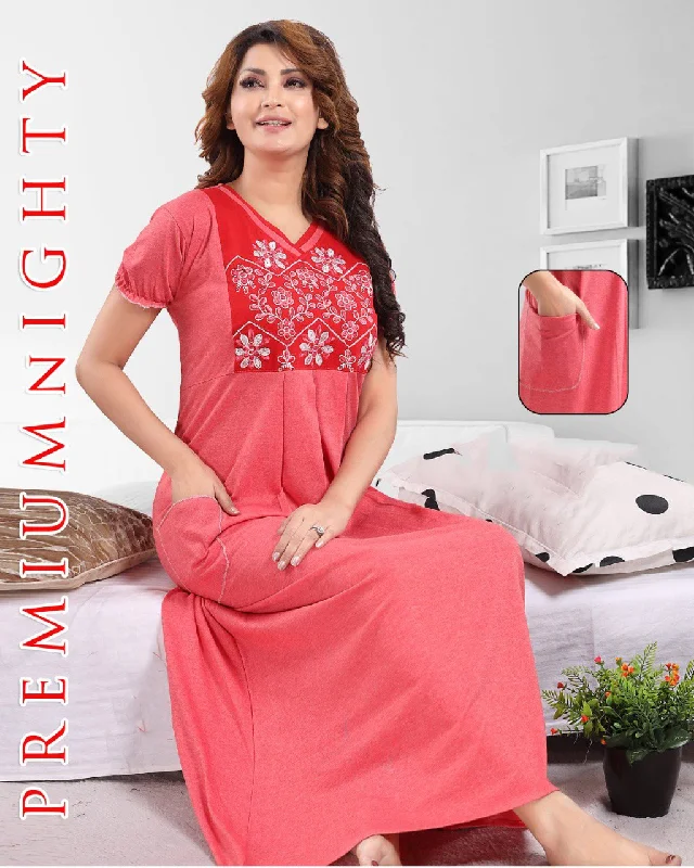 women's pajamas for ultimate relaxationPure cotton Pink hosiery nighty Gown for Women