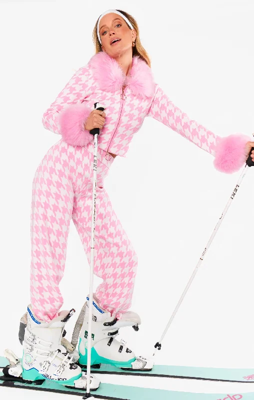 women's pajamas for lounging around the houseZermatt Sweater Pant ~ Pink Houndstooth Knit